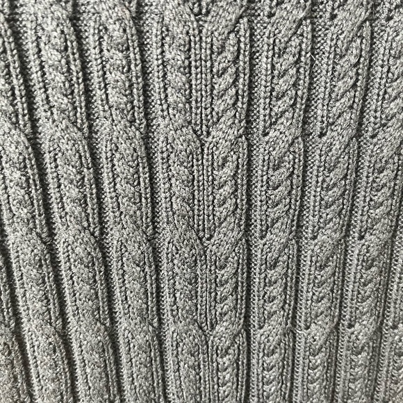 Calvin Klein Cable Knit Sweater Dress Bell Sleeve Black Gold Trim Large Holiday - Picture 5 of 9